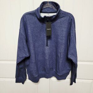 Fabletics Womens XXL / 1X Cozy Fleece Half Zip Sweatshirt Navy Heather NWT $89